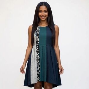 RACHEL RACHEL ROY XS Size 0 Navy Teal Ivory Sequins Retro Fit Flare Dress R $199